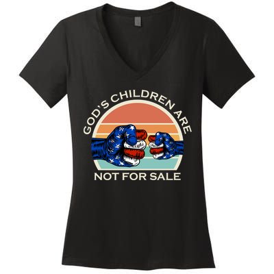 Gods Children Are Not For Sale Politcal USA Women's V-Neck T-Shirt