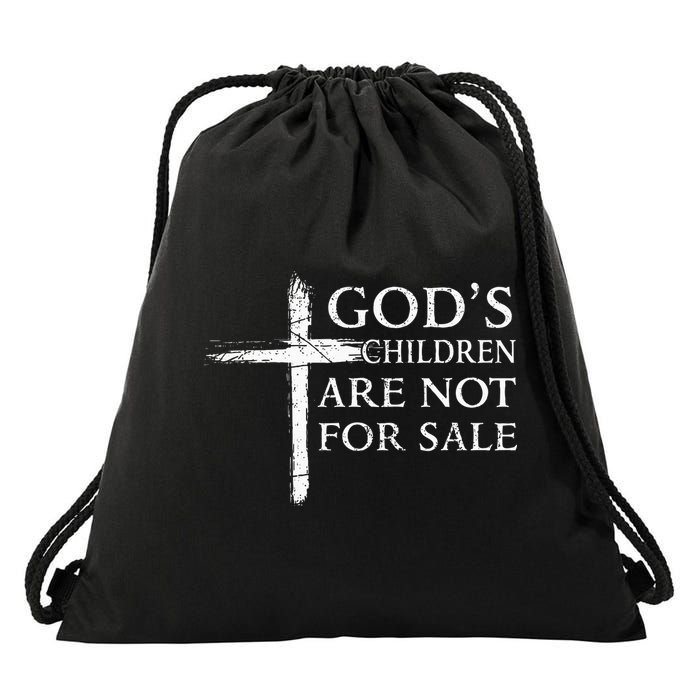 Gods Children Are Not For Sale Cross Christian Drawstring Bag