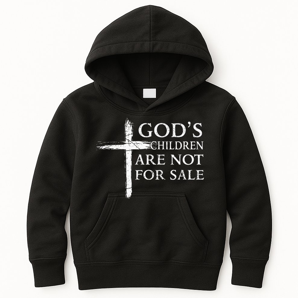 Gods Children Are Not For Sale Cross Christian Kids Hoodie