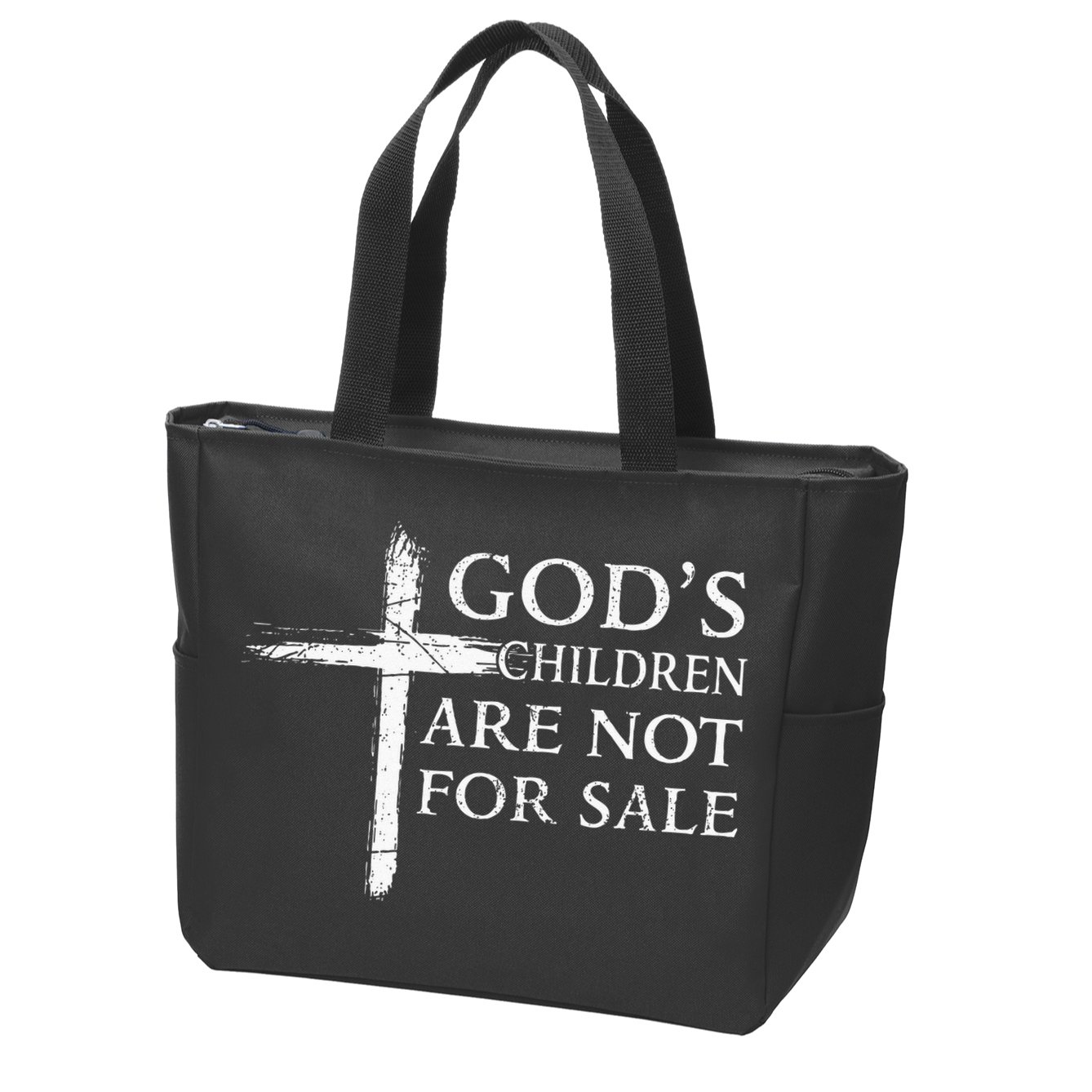 Gods Children Are Not For Sale Cross Christian Zip Tote Bag