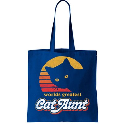 Greatest Cat Aunt Vintage Eighties Style Cat Retro Cute Gift Tote Bag