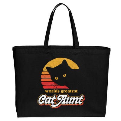 Greatest Cat Aunt Vintage Eighties Style Cat Retro Cute Gift Cotton Canvas Jumbo Tote