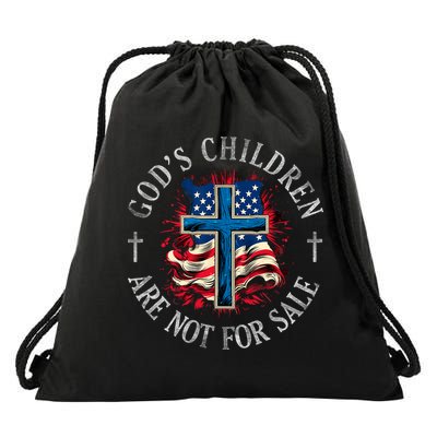 Gods Children Are Not For Sale Shirts Cross Christian Drawstring Bag
