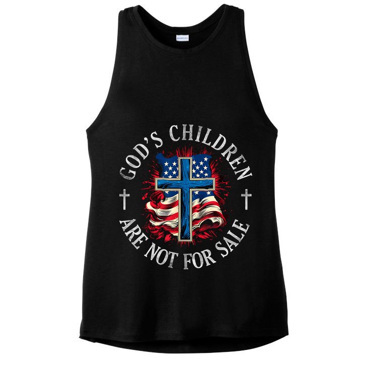 Gods Children Are Not For Sale Cross Christian Ladies PosiCharge Tri-Blend Wicking Tank