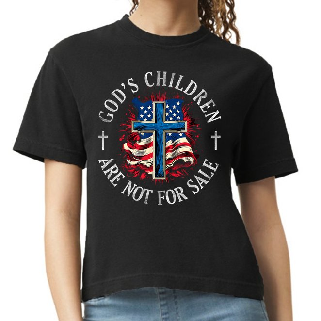 Gods Children Are Not For Sale Cross Christian Comfort Colors Boxy T-Shirt