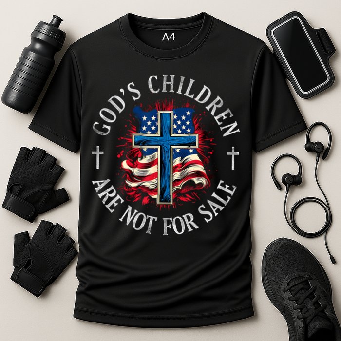 Gods Children Are Not For Sale Cross Christian Cooling Performance Crew T-Shirt