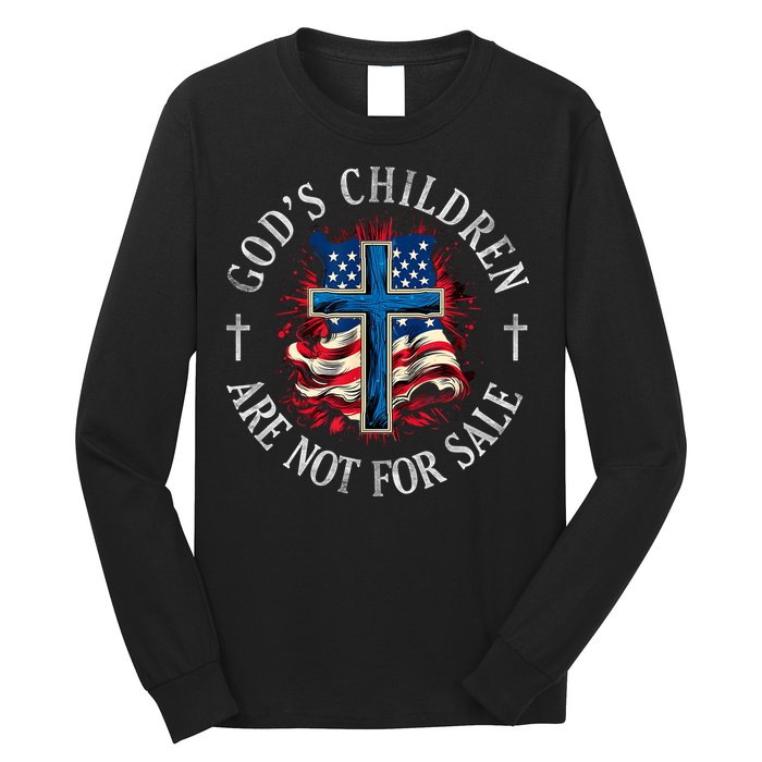 Gods Children Are Not For Sale Cross Christian Long Sleeve Shirt