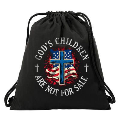 Gods Children Are Not For Sale Cross Christian Drawstring Bag