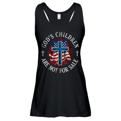 Gods Children Are Not For Sale Cross Christian Ladies Essential Flowy Tank