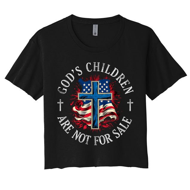 Gods Children Are Not For Sale Cross Christian Women's Crop Top Tee