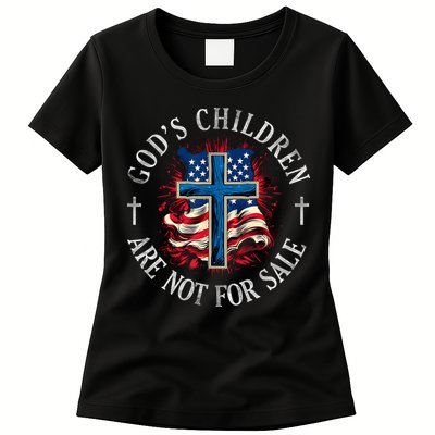 Gods Children Are Not For Sale Cross Christian Womens T-Shirt