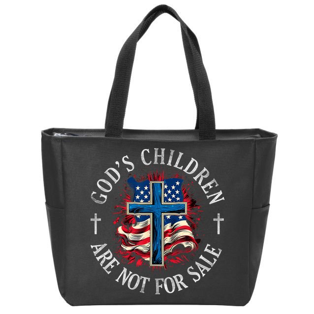 Gods Children Are Not For Sale Cross Christian Zip Tote Bag