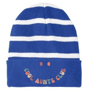 Groovy Cool Aunts Club Auntie Mothers Day (Both Sides) Gift Striped Beanie with Solid Band