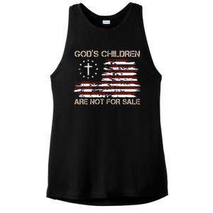 Gods Children Are Not For Sale American Flag Cross Ladies PosiCharge Tri-Blend Wicking Tank