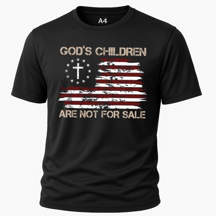 Gods Children Are Not For Sale American Flag Cross Cooling Performance Crew T-Shirt