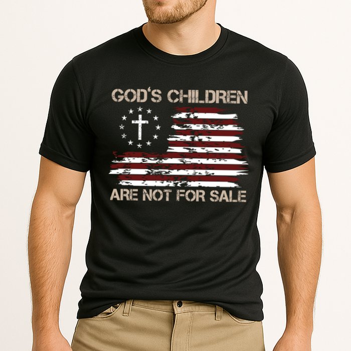 Gods Children Are Not For Sale American Flag Cross Cooling Performance Crew T-Shirt