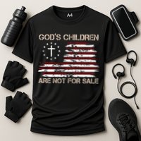 Gods Children Are Not For Sale American Flag Cross Cooling Performance Crew T-Shirt
