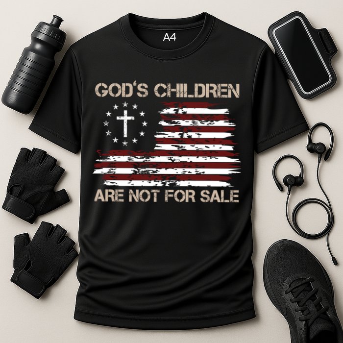 Gods Children Are Not For Sale American Flag Cross Cooling Performance Crew T-Shirt