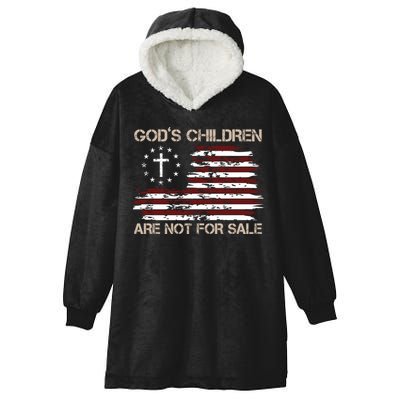 Gods Children Are Not For Sale American Flag Cross Hooded Wearable Blanket