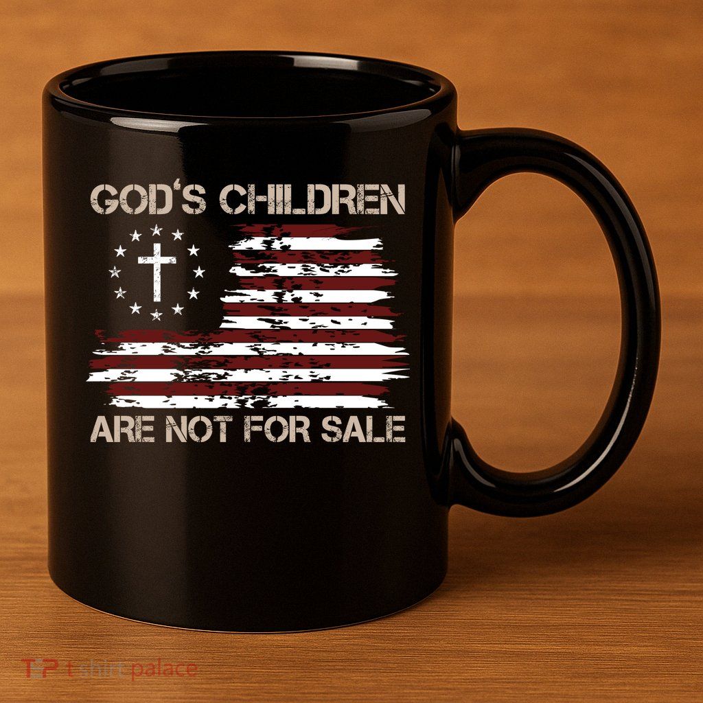 Gods Children Are Not For Sale American Flag Cross 11oz C Handle Ceramic Mug