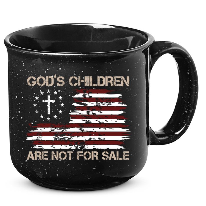 Gods Children Are Not For Sale American Flag Cross 15oz Campfire Ceramic Mug