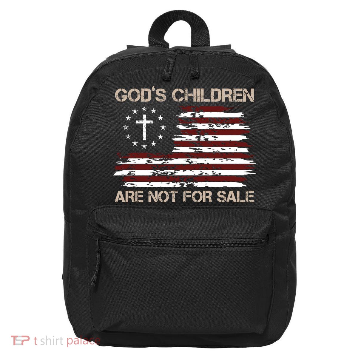Gods Children Are Not For Sale American Flag Cross 16 in Basic Backpack