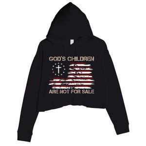 Gods Children Are Not For Sale American Flag Cross Crop Fleece Hoodie