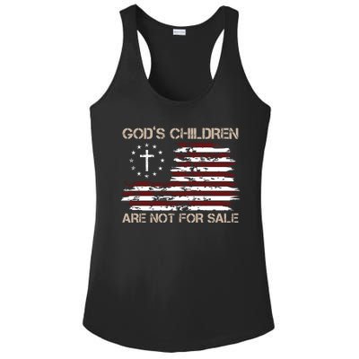 Gods Children Are Not For Sale American Flag Cross Ladies PosiCharge Competitor Racerback Tank