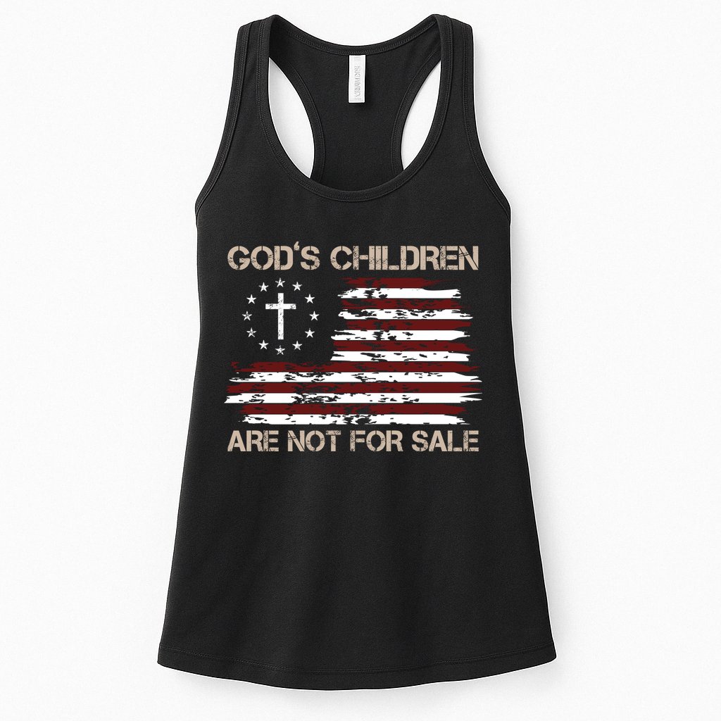 Gods Children Are Not For Sale American Flag Cross Womens Tank Top