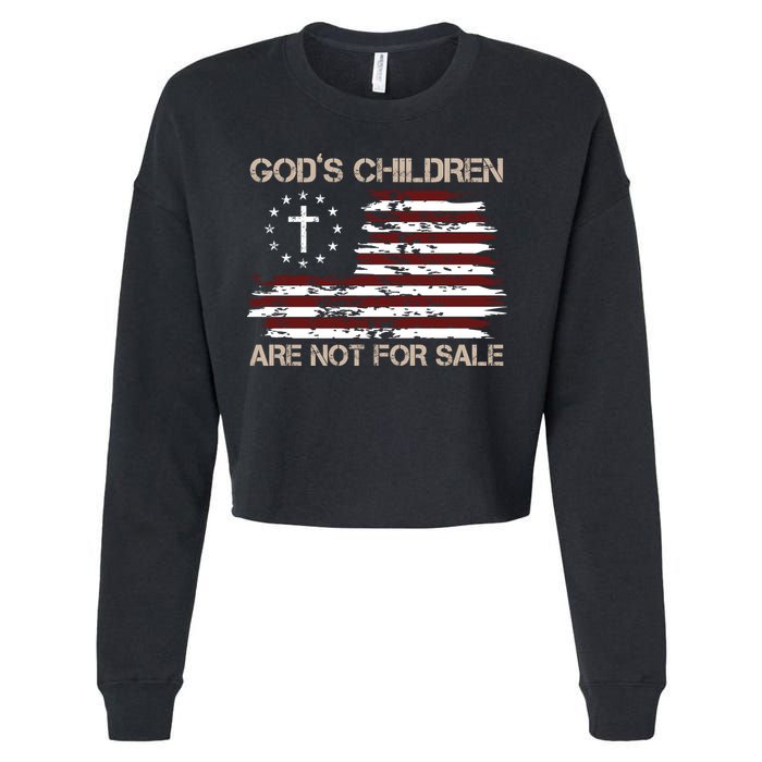 Gods Children Are Not For Sale American Flag Cross Cropped Pullover Crew