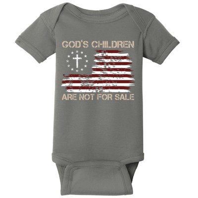 Gods Children Are Not For Sale American Flag Cross Baby Bodysuit