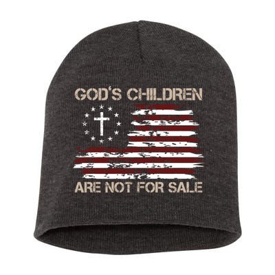 Gods Children Are Not For Sale American Flag Cross Short Acrylic Beanie