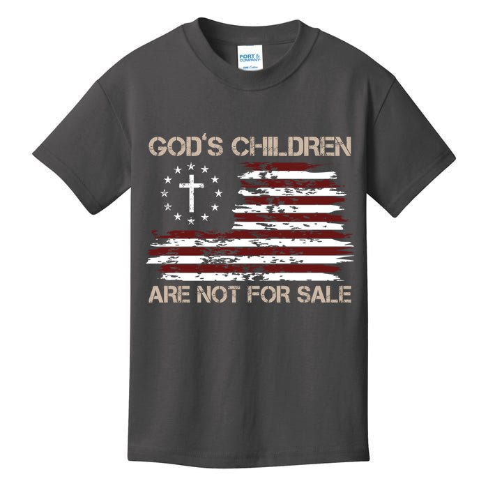 Gods Children Are Not For Sale American Flag Cross Kids T-Shirt