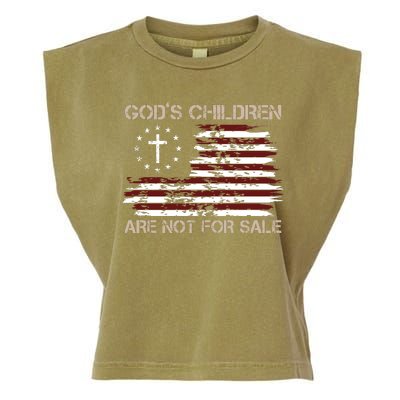 Gods Children Are Not For Sale American Flag Cross Garment-Dyed Women's Muscle Tee