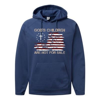 Gods Children Are Not For Sale American Flag Cross Performance Fleece Hoodie