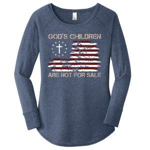 Gods Children Are Not For Sale American Flag Cross Women's Perfect Tri Tunic Long Sleeve Shirt