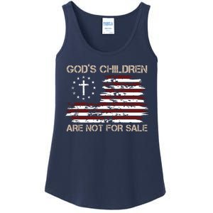 Gods Children Are Not For Sale American Flag Cross Ladies Essential Tank