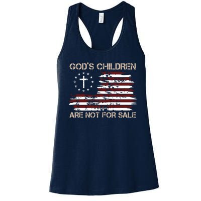 Gods Children Are Not For Sale American Flag Cross Women's Racerback Tank