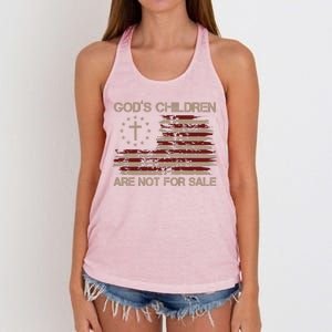 Gods Children Are Not For Sale American Flag Cross Women's Knotted Racerback Tank