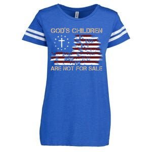 Gods Children Are Not For Sale American Flag Cross Enza Ladies Jersey Football T-Shirt