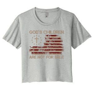 Gods Children Are Not For Sale American Flag Cross Women's Crop Top Tee