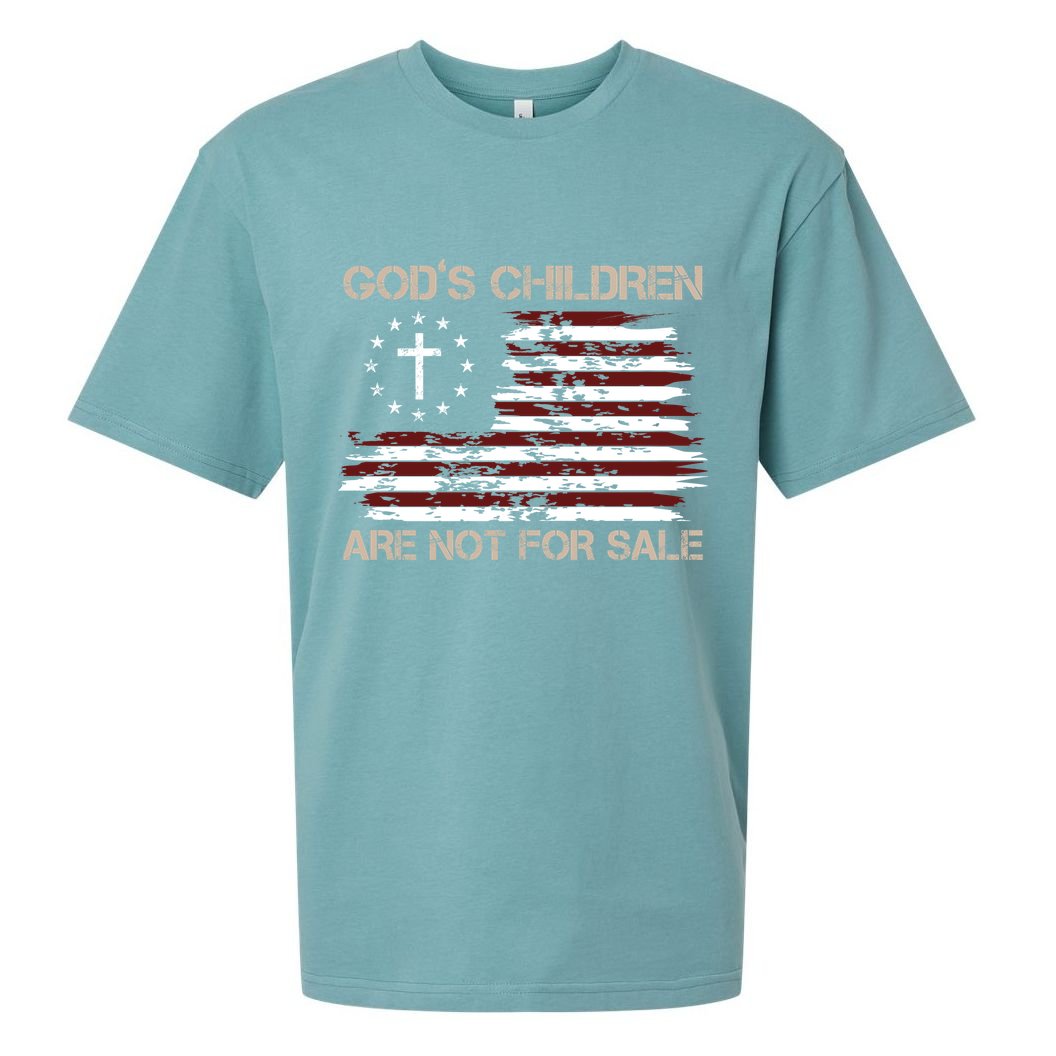 Gods Children Are Not For Sale American Flag Cross Sueded Cloud Jersey T-Shirt