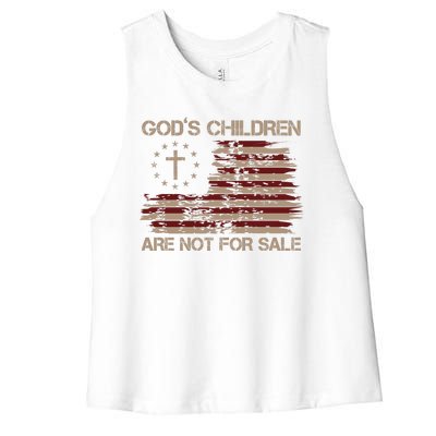 Gods Children Are Not For Sale American Flag Cross Women's Racerback Cropped Tank