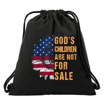 Gods Children Are Not For Sale Sunflower USA Flag Sunflower Drawstring Bag