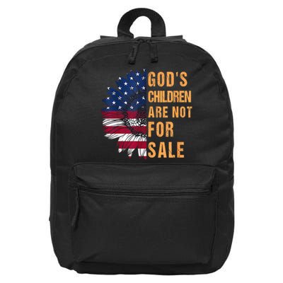 Gods Children Are Not For Sale Sunflower USA Flag Sunflower 16 in Basic Backpack