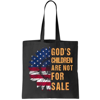 Gods Children Are Not For Sale Sunflower USA Flag Sunflower Tote Bag