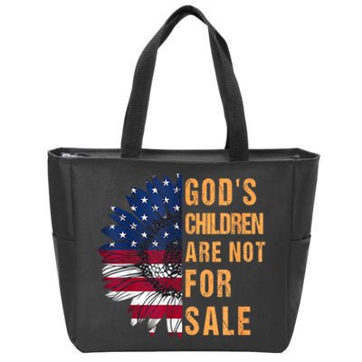 Gods Children Are Not For Sale Sunflower USA Flag Sunflower Zip Tote Bag