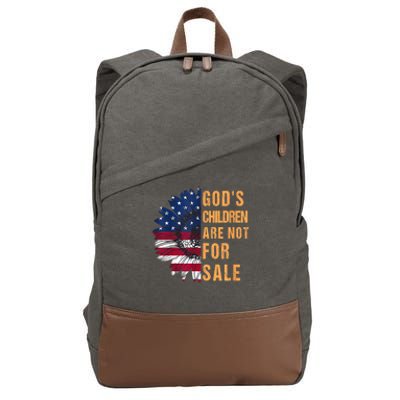 Gods Children Are Not For Sale Sunflower USA Flag Sunflower Cotton Canvas Backpack