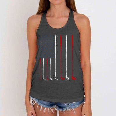 Golf Clubs American Flag Women's Knotted Racerback Tank