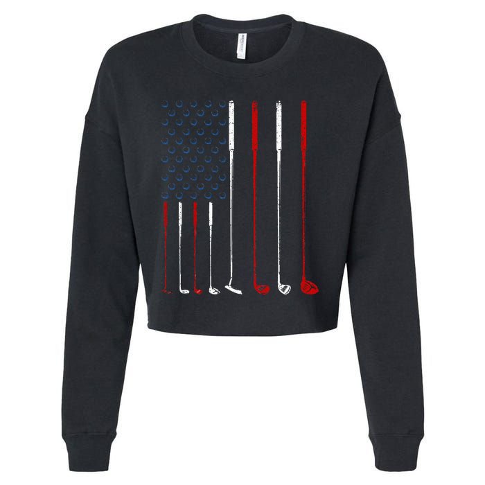 Golf Clubs American Flag Cropped Pullover Crew